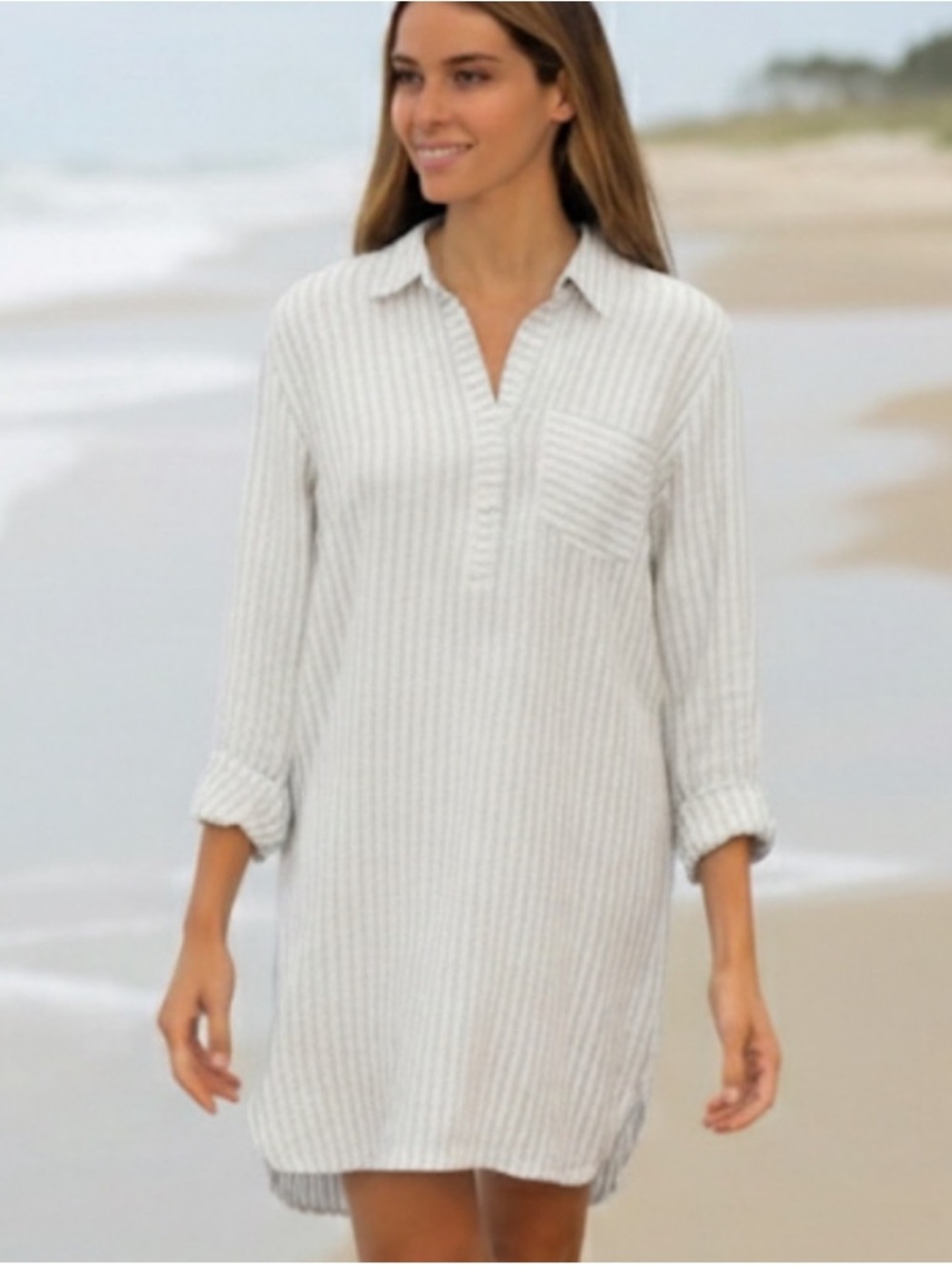 New Alice Walk Organic Cotton Gauze Shirt Dress (Size XL)